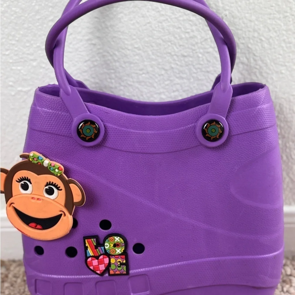 Optari Sol Tote Croc Style Purple Large Hand Tote Bag Waterproof Colorful
